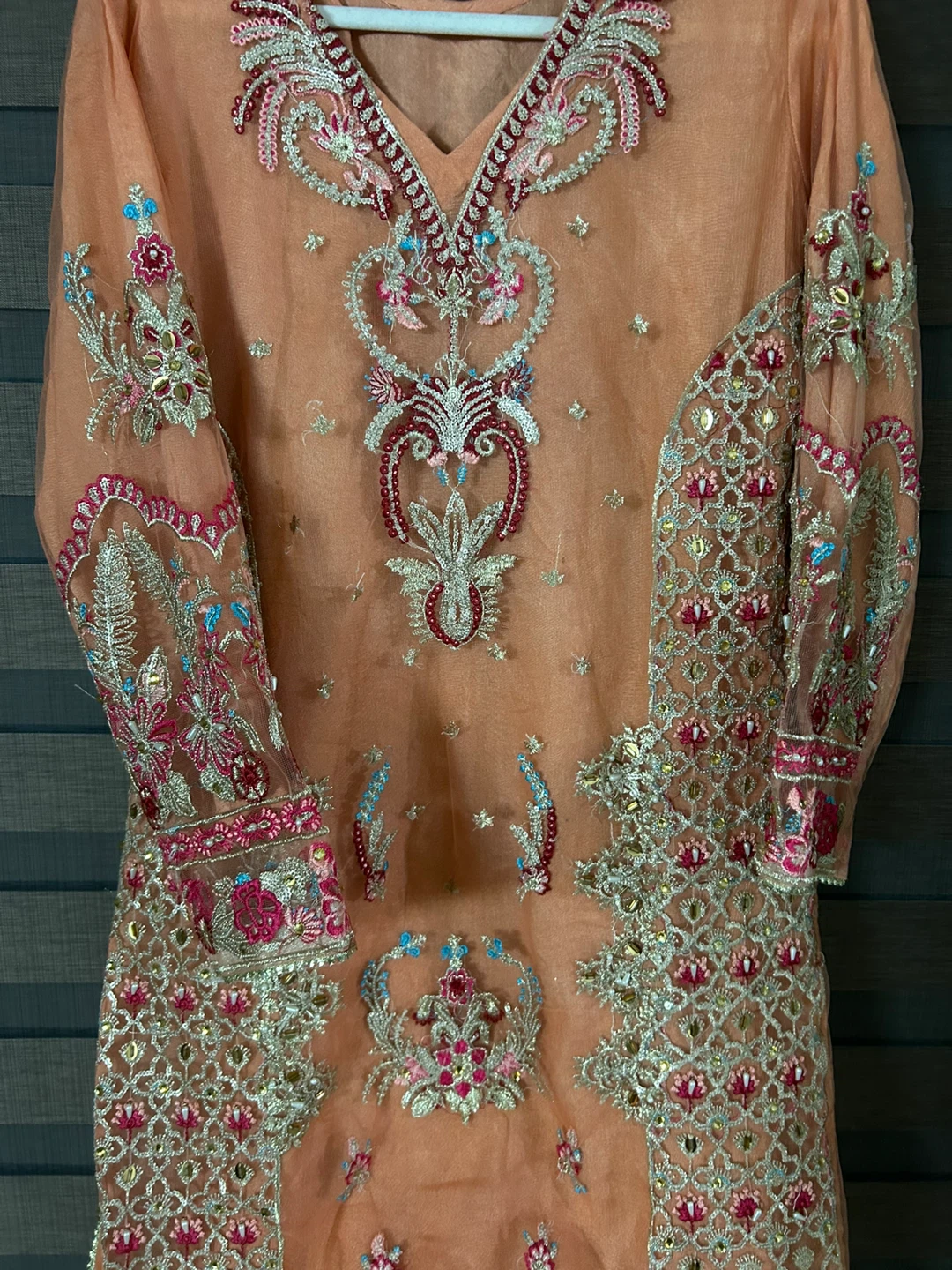 New Embroidered Peach Salwar Kameez - photo 4