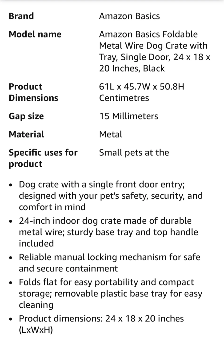 Amazon Basics Foldable Metal Wire Dog Crate 24x18x20" - photo 3