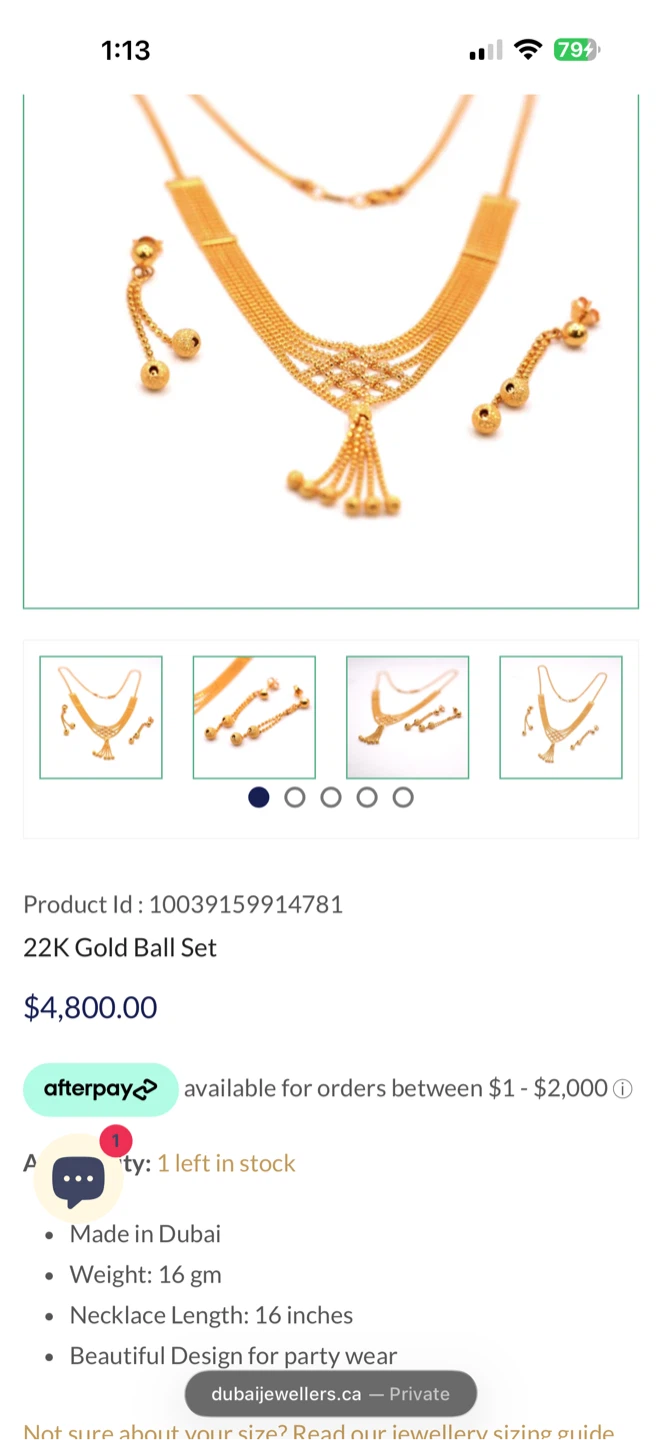 22k Gold Necklace & Earring Set - photo 3