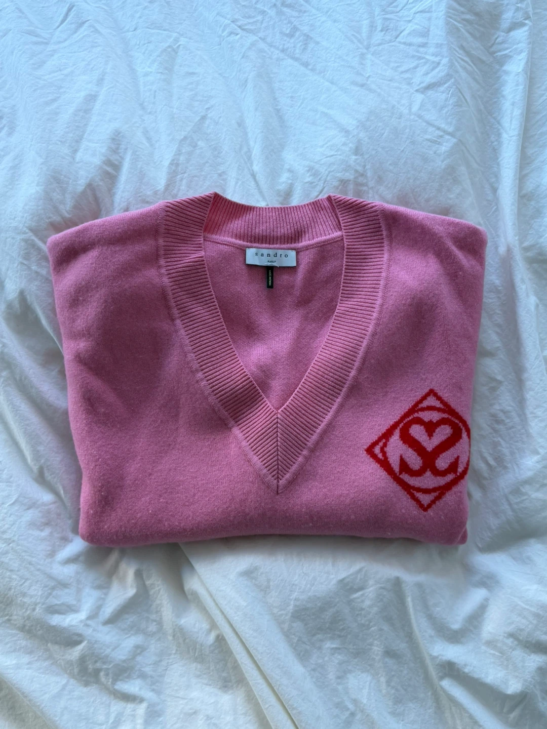 Sandro Paris Pink V-Neck Sweater