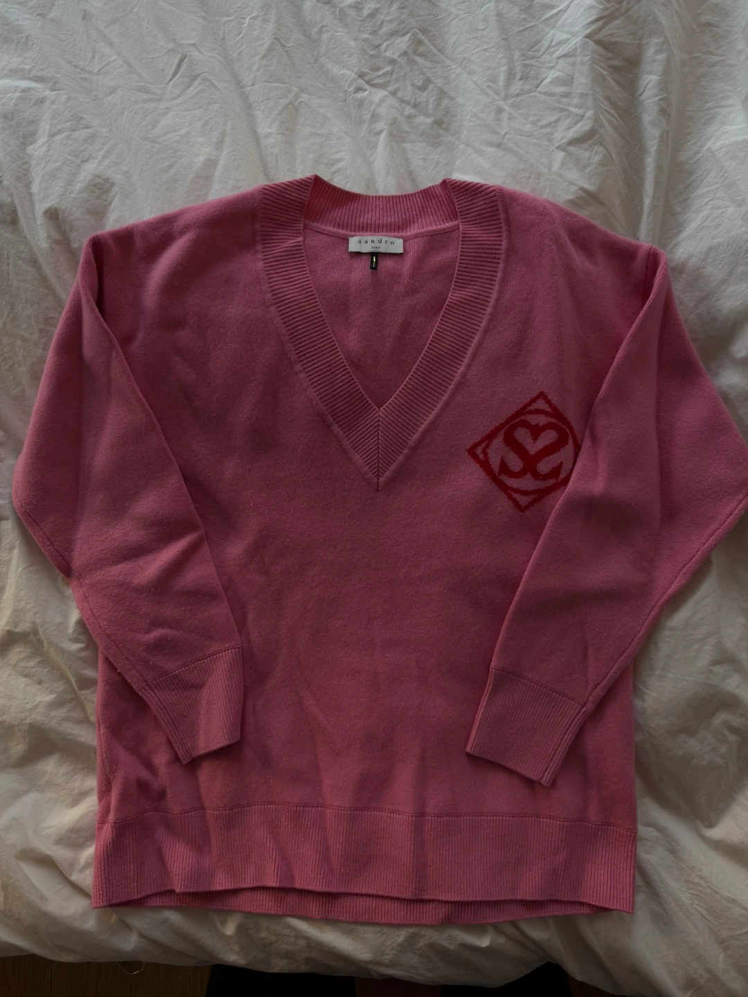 Sandro Paris Pink V-Neck Sweater - photo 2