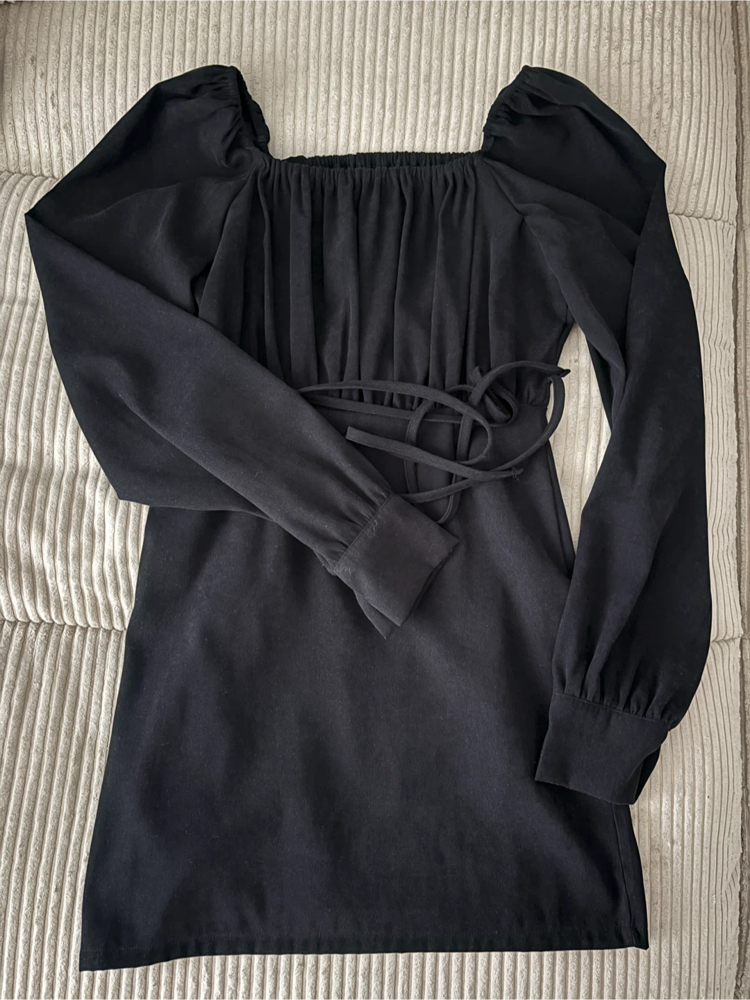Black Velvet Long Sleeve Mini Dress