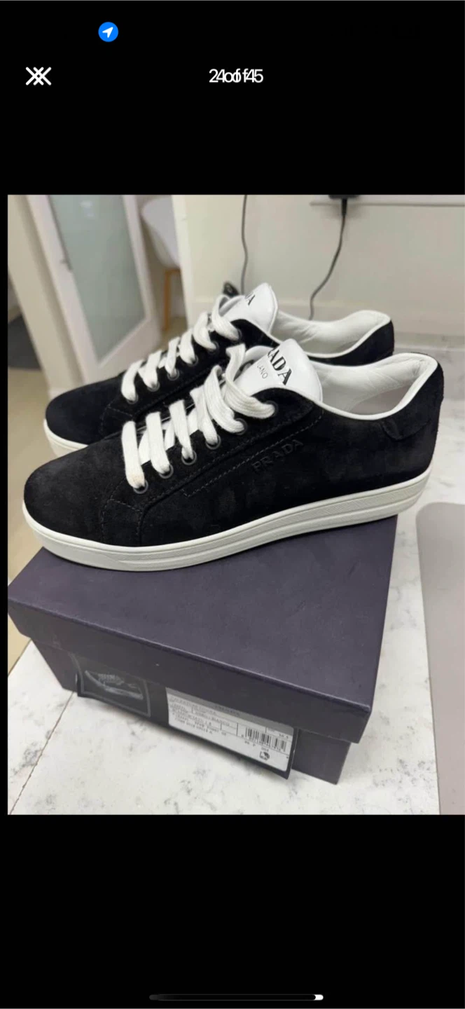 Woman Prada Black Suede Sneakers Size 36.5 - photo 2