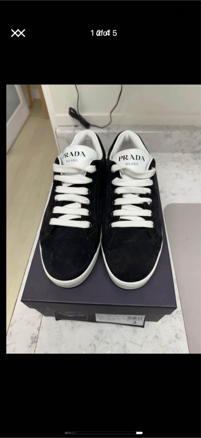 Woman Prada Black Suede Sneakers Size 36.5 - photo 3