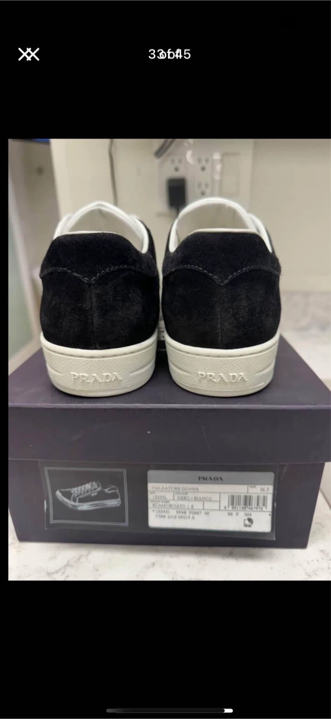 Woman Prada Black Suede Sneakers Size 36.5