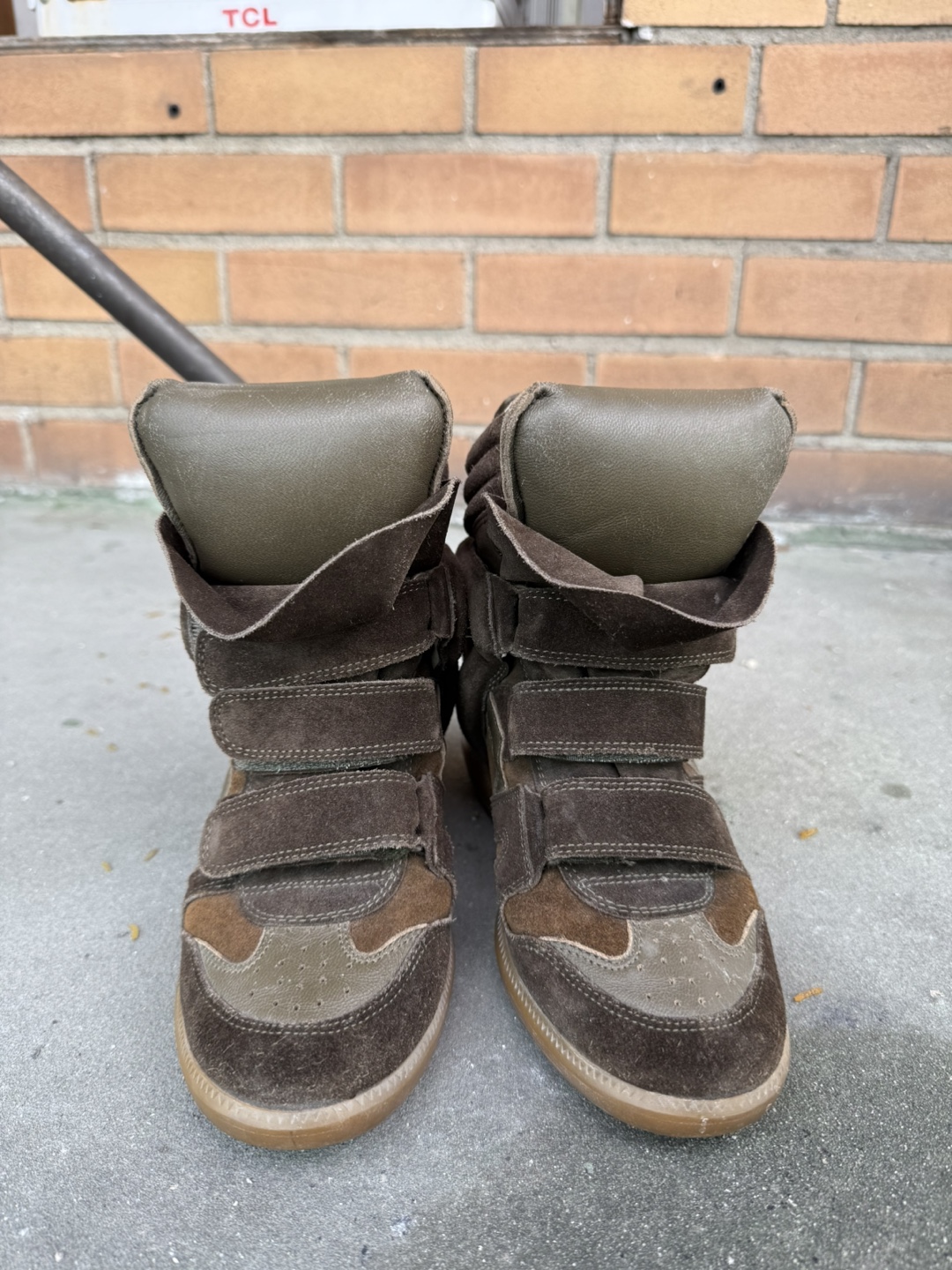 Isabel Marant Brown Suede Wedge Sneakers