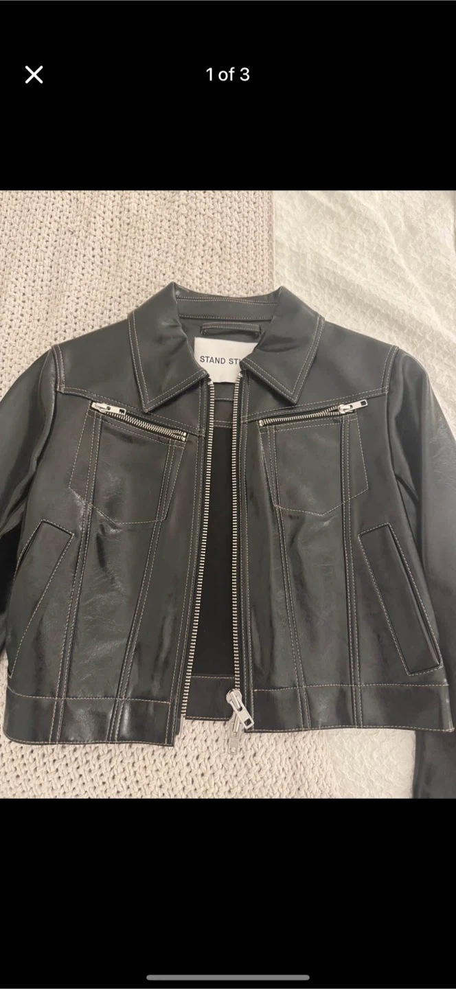 STAND STUDIO Black Leather Jacket Size 32