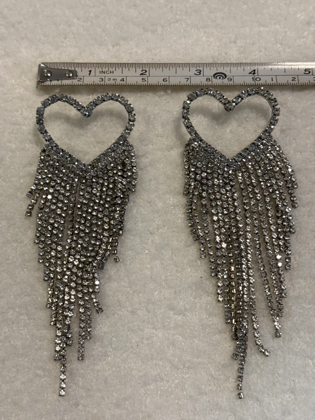 Heart Rhinestone Dangle Earrings - photo 2