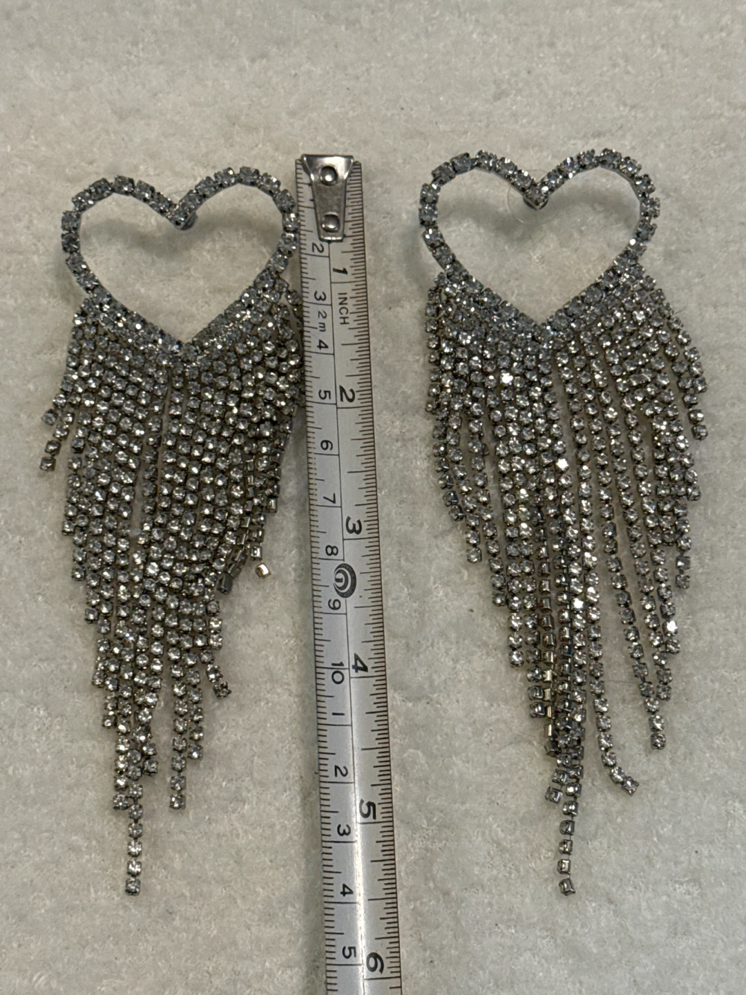 Heart Rhinestone Dangle Earrings