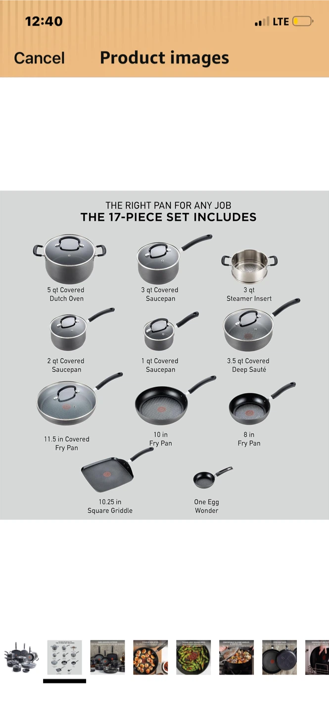 T-fal 17-Piece Cookware Set