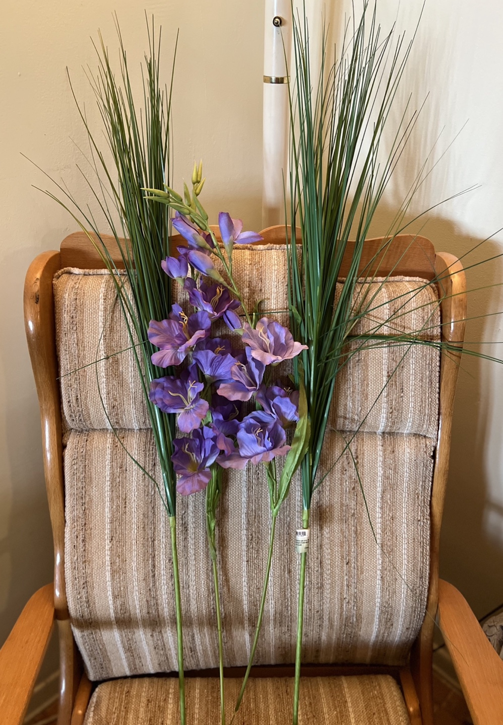 Artificial Purple Iris and Grass Stems