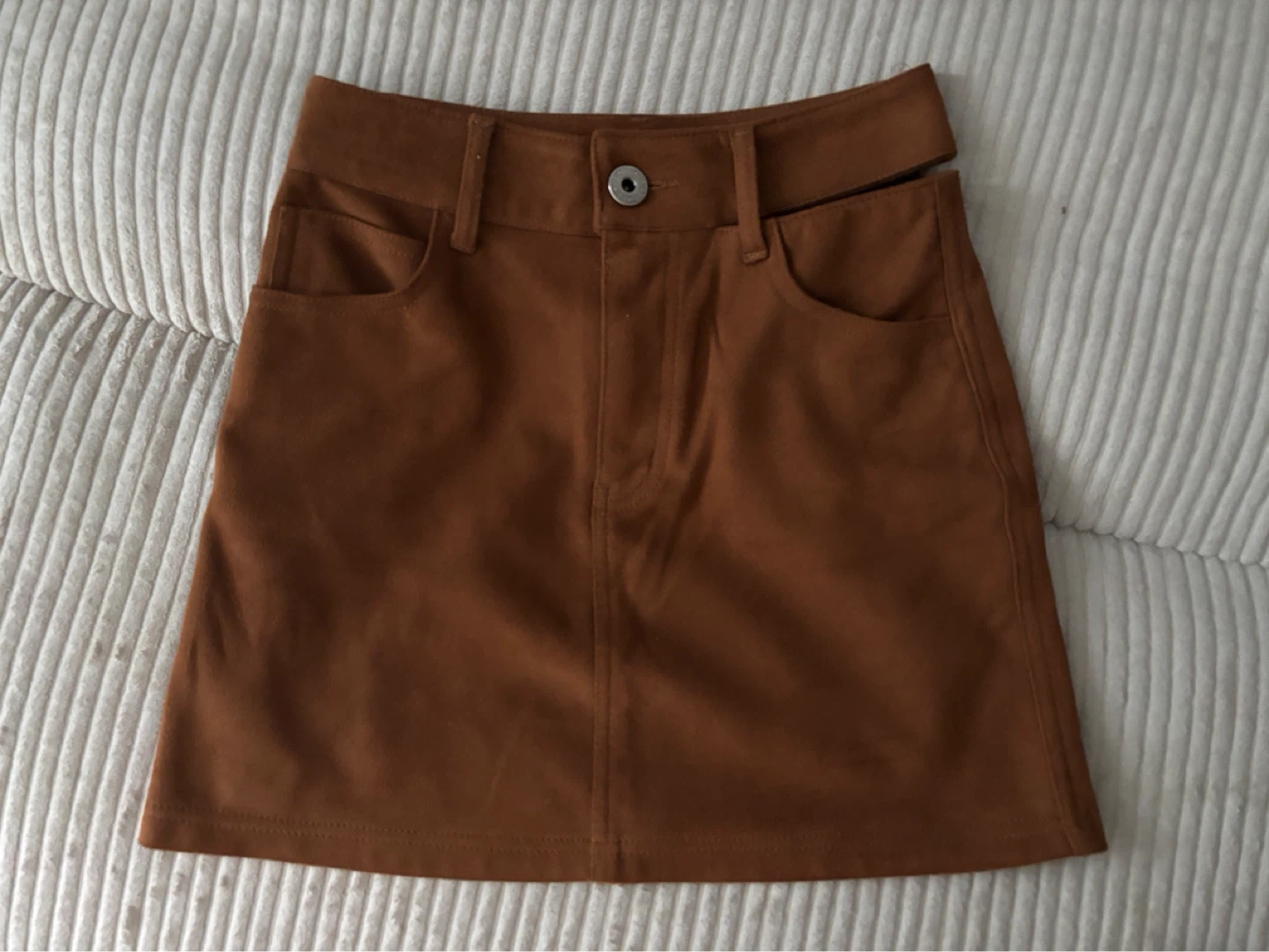 OIOI - Velour Brown Mini Skirt