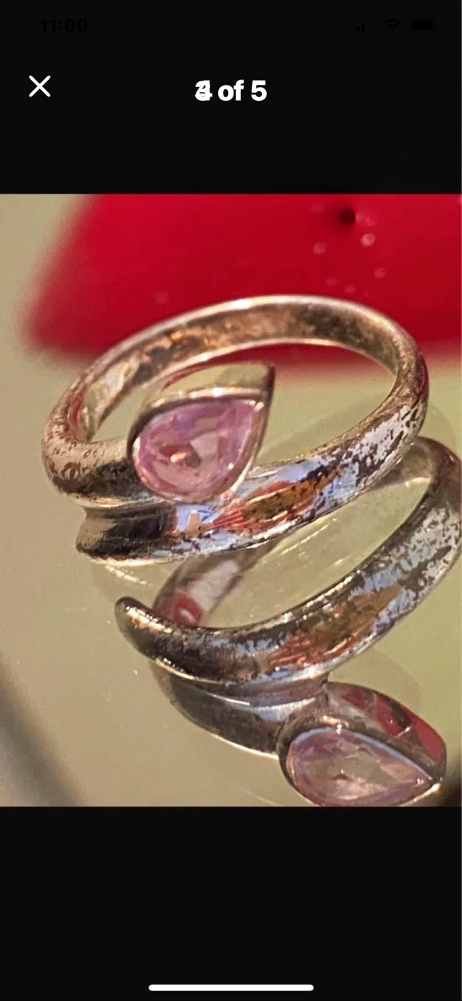 💜Hammered Silver Ring with Teardrop Amethyst - photo 3
