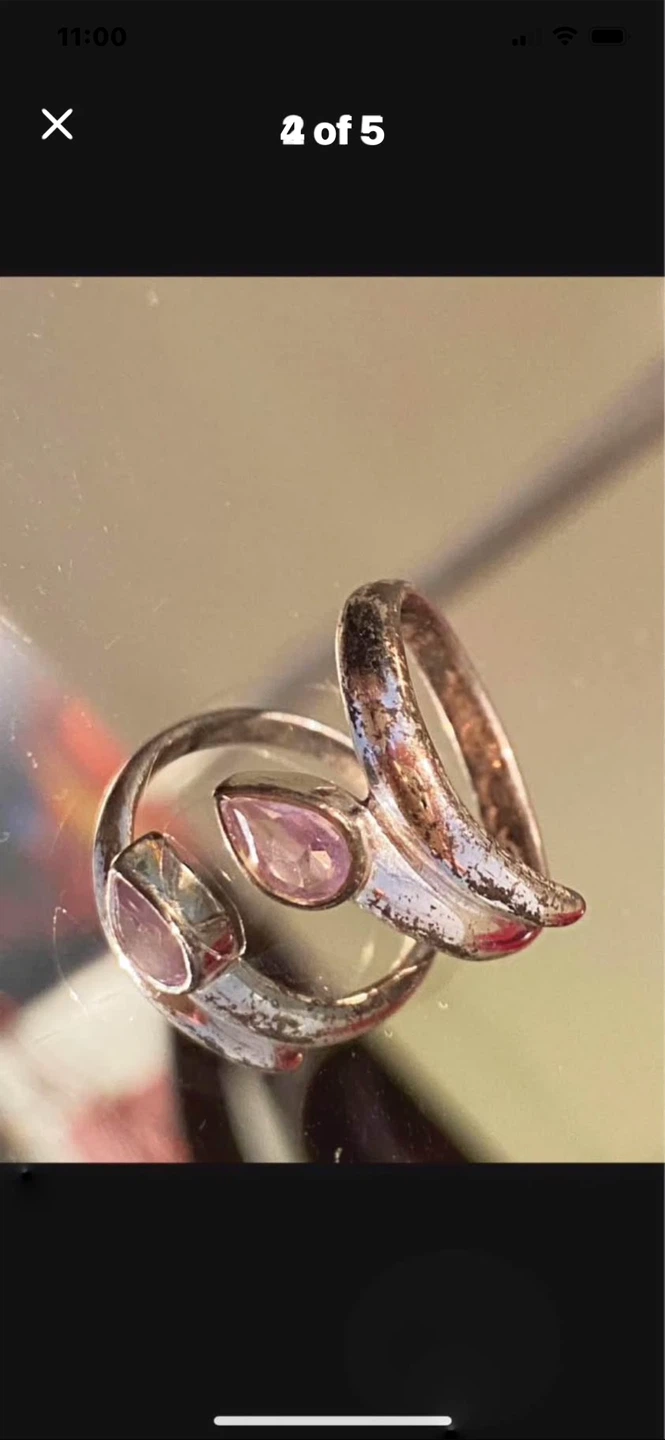 💜Hammered Silver Ring with Teardrop Amethyst - photo 4
