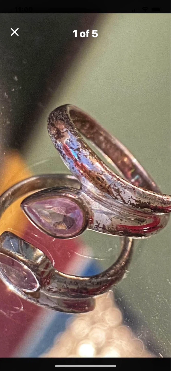 💜Hammered Silver Ring with Teardrop Amethyst