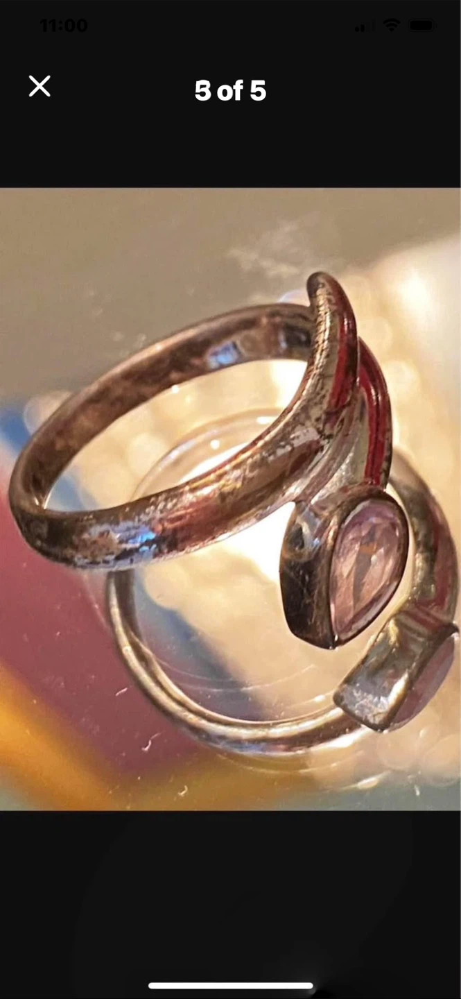 💜Hammered Silver Ring with Teardrop Amethyst - photo 5