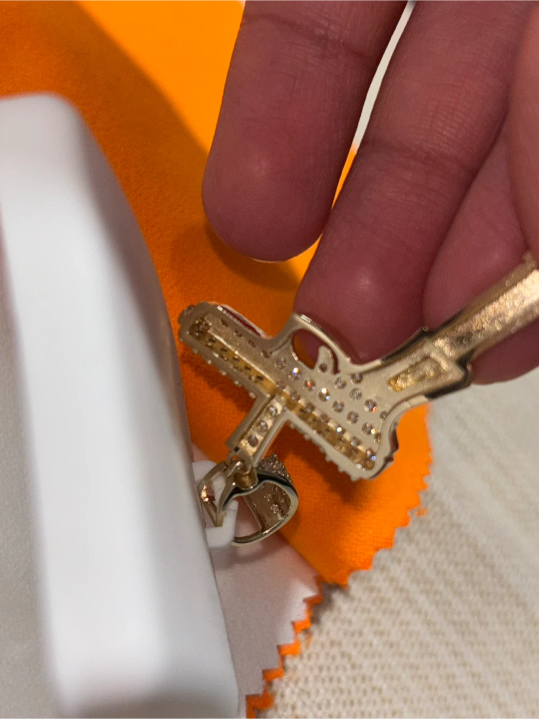Gun Pendant Gold plated with Moissanite 925 Silver - photo 4