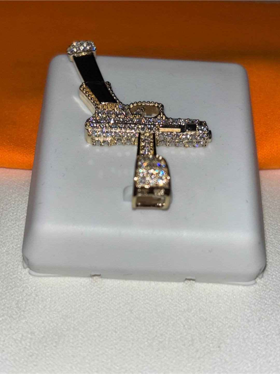 Gun Pendant Gold plated with Moissanite 925 Silver - photo 2