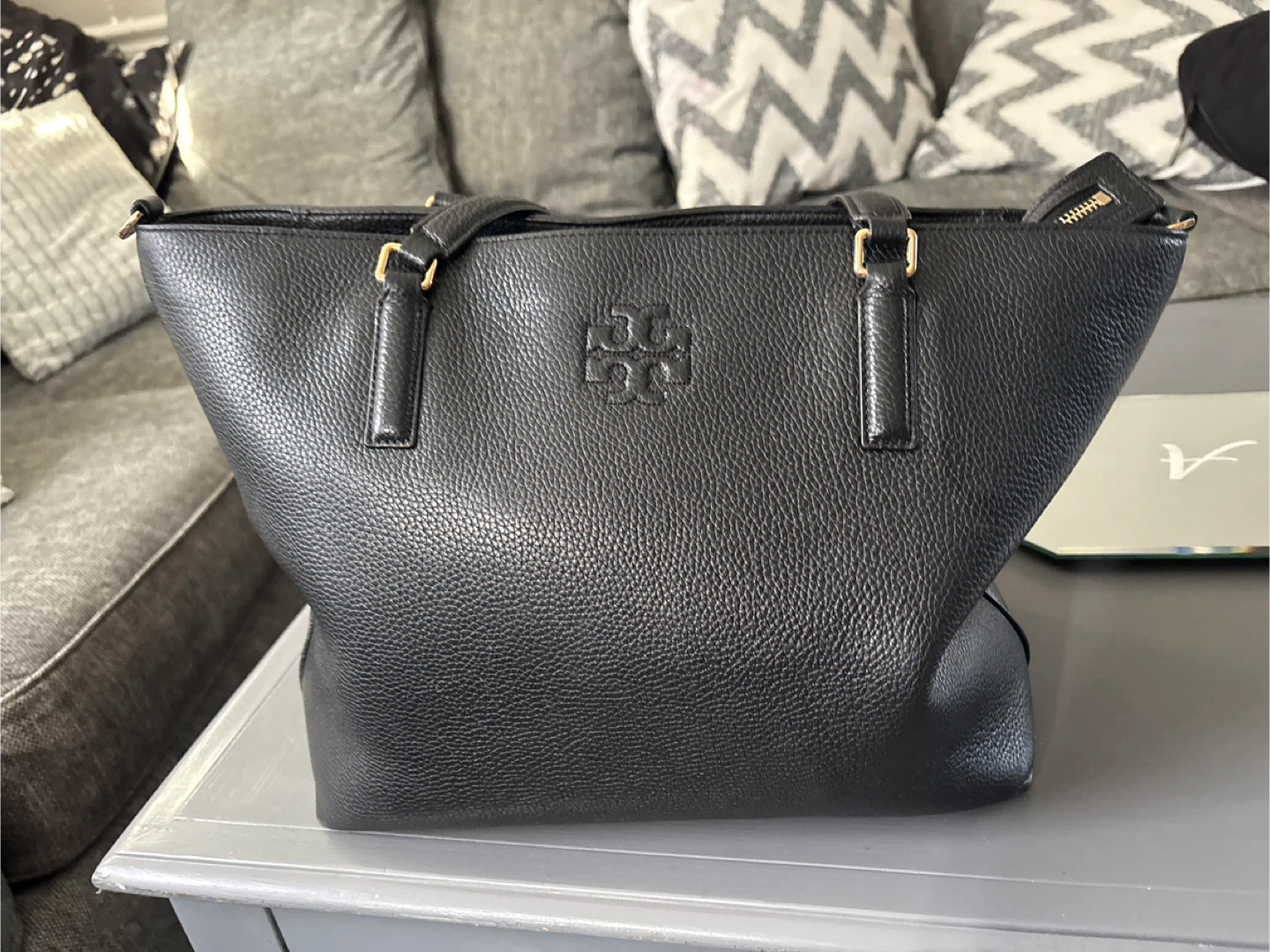 Tory Burch Black Leather Tote Bag