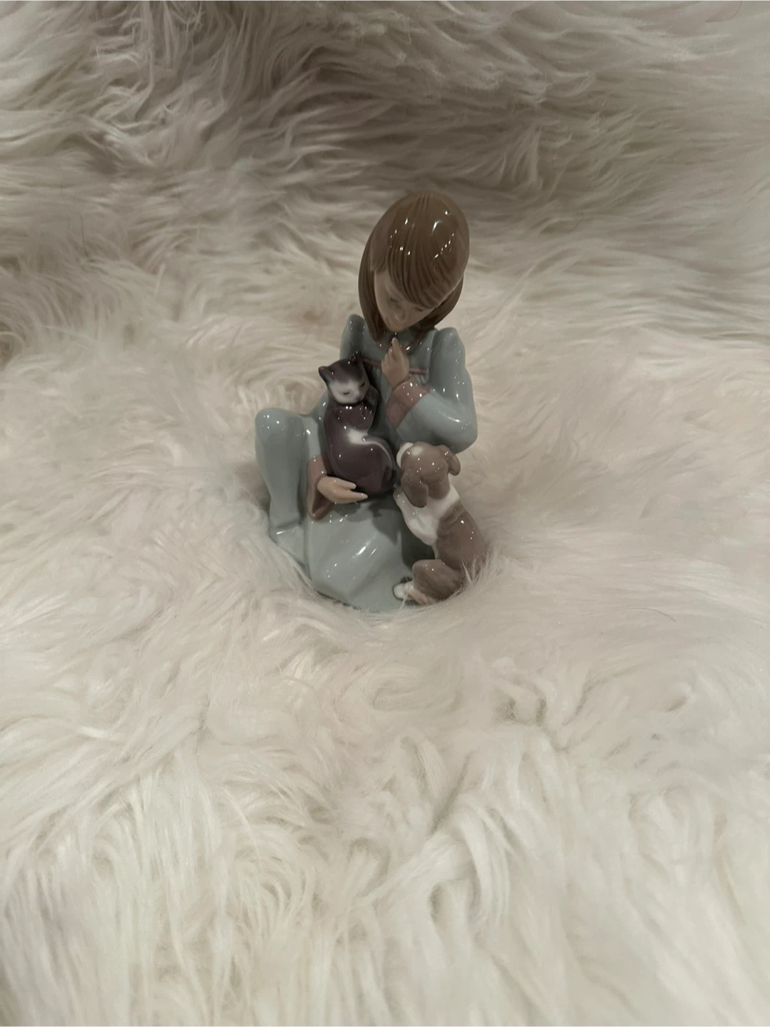 Lladro Girl with Cat and Dog Figurine 5640