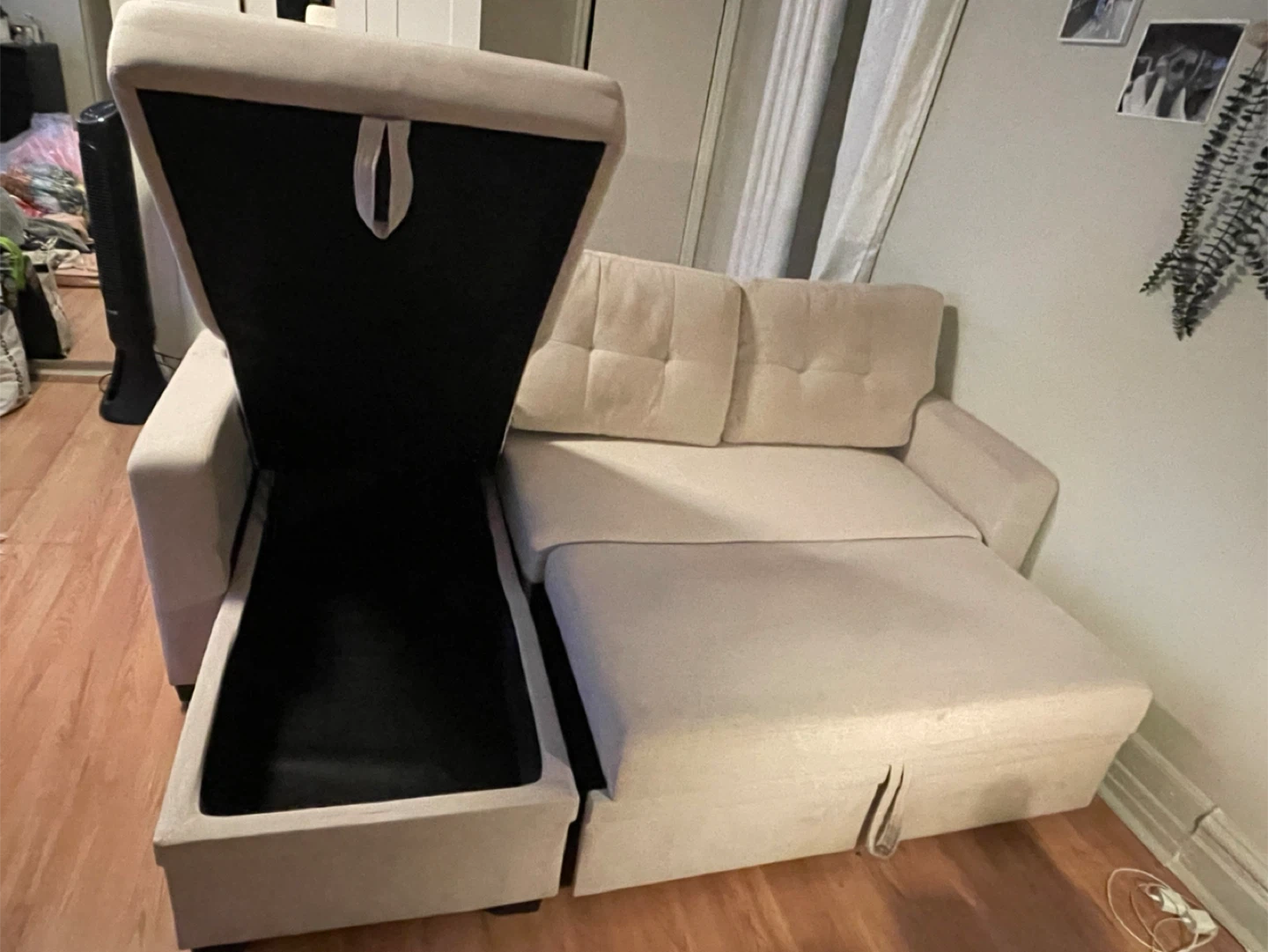 Beige Sectional Sofa with Storage - photo 3