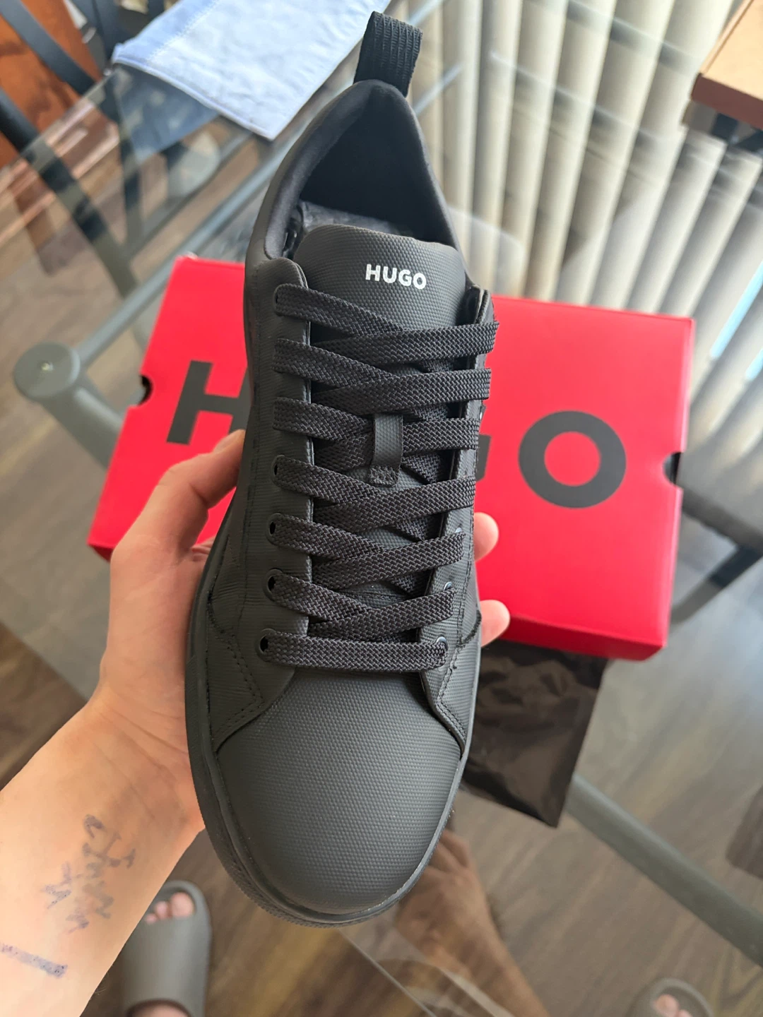 Hugo Men's Black Sneakers, Size 11-11.5 US - photo 2