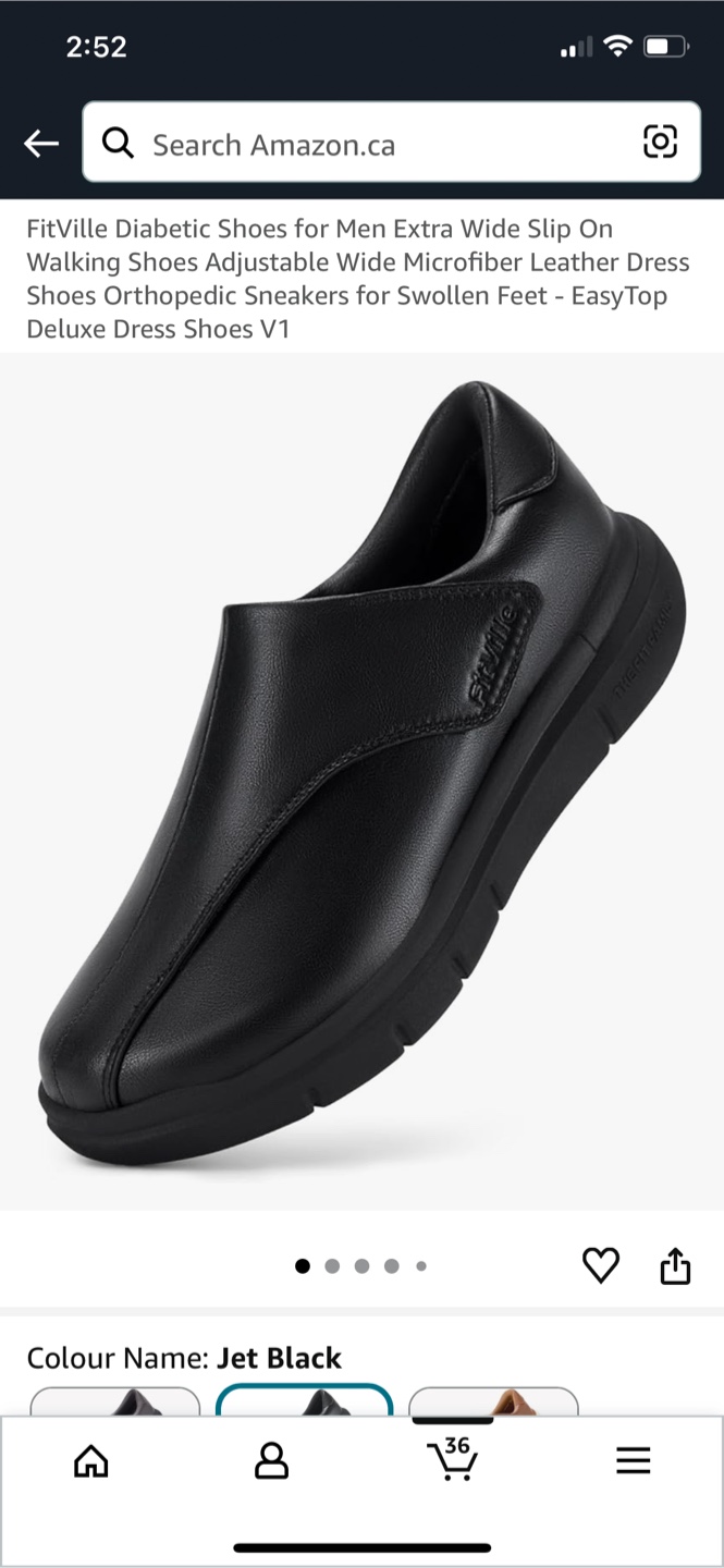 FitVille Diabetic Shoes - Jet Black, Size 9 Wide