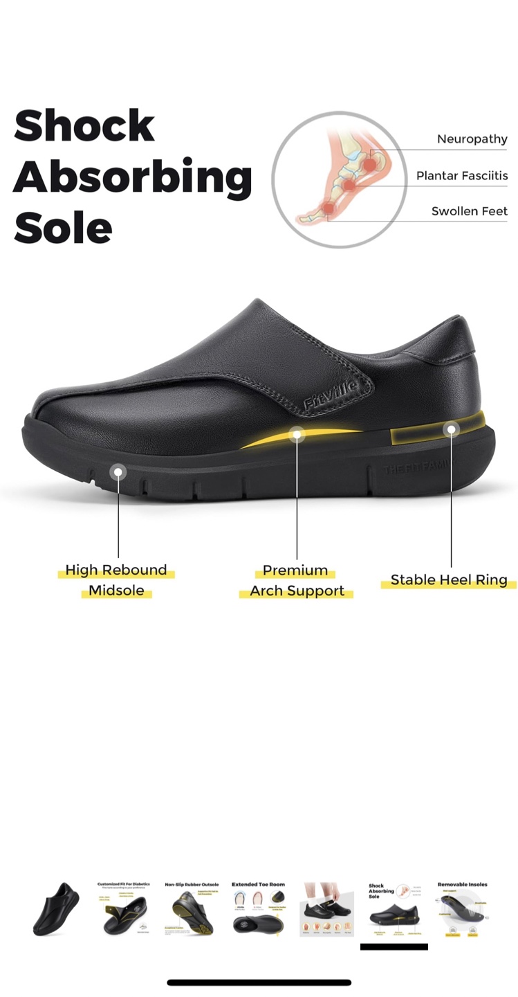 FitVille Diabetic Shoes - Jet Black, Size 9 Wide - photo 4