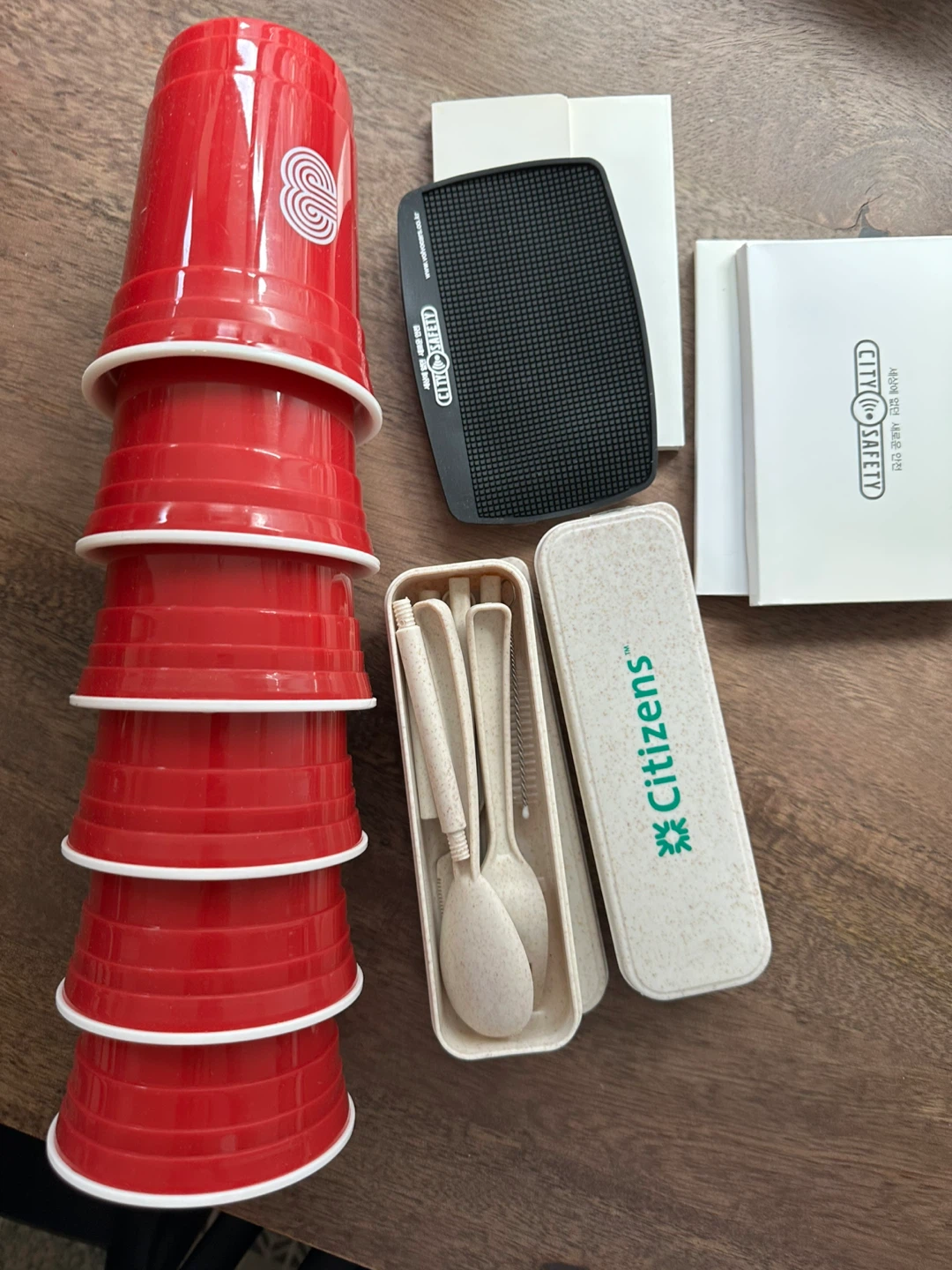 Citizens Reusable spoon.. & Red Cups