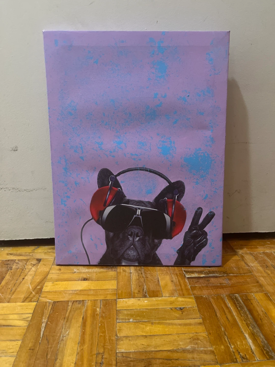 Dog with Headphones Canvas Art