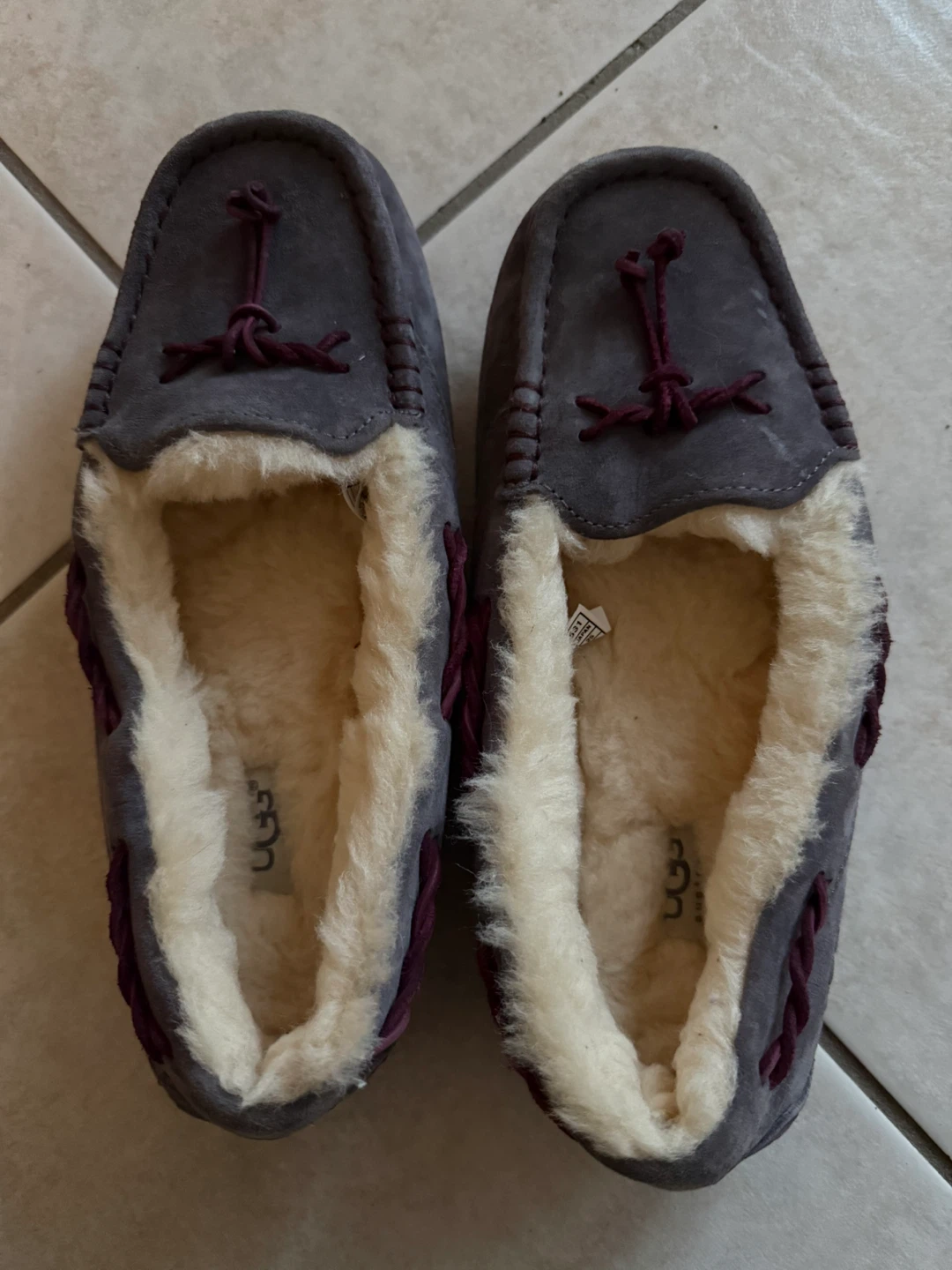 UGG Grey Suede Moccasin Slippers - Women's Size 8