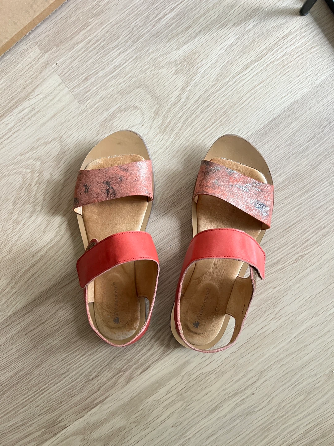 El Naturalista Red Leather Sandals