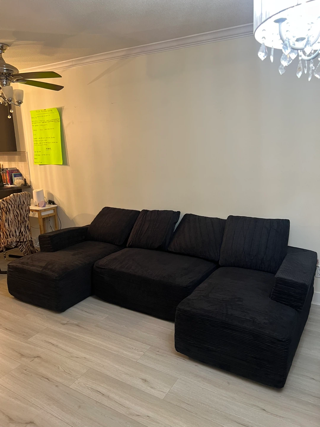 Black Corduroy Sectional Sofa - photo 2