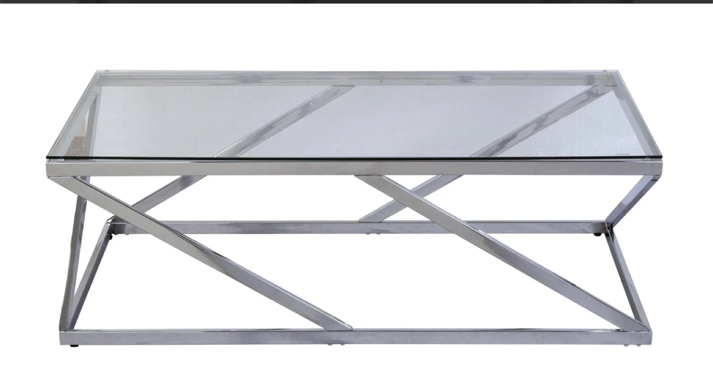 Brick Glass Top Coffee Table with Chrome Frame - photo 3
