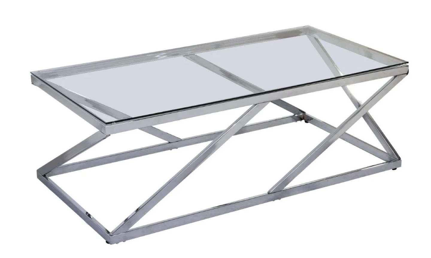 Brick Glass Top Coffee Table with Chrome Frame - photo 2