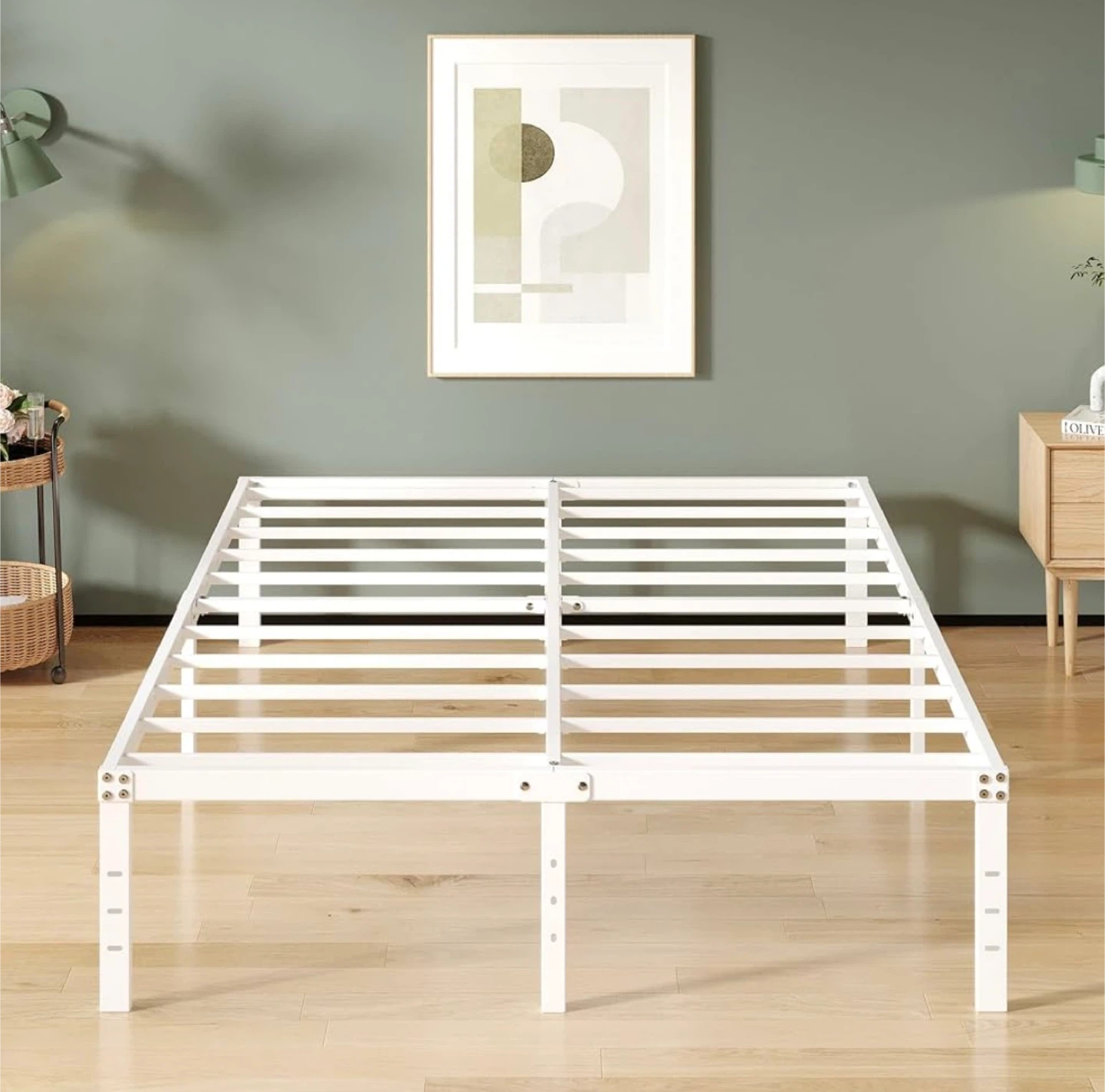New in Box 16 Inch White Full Size Bed Frame