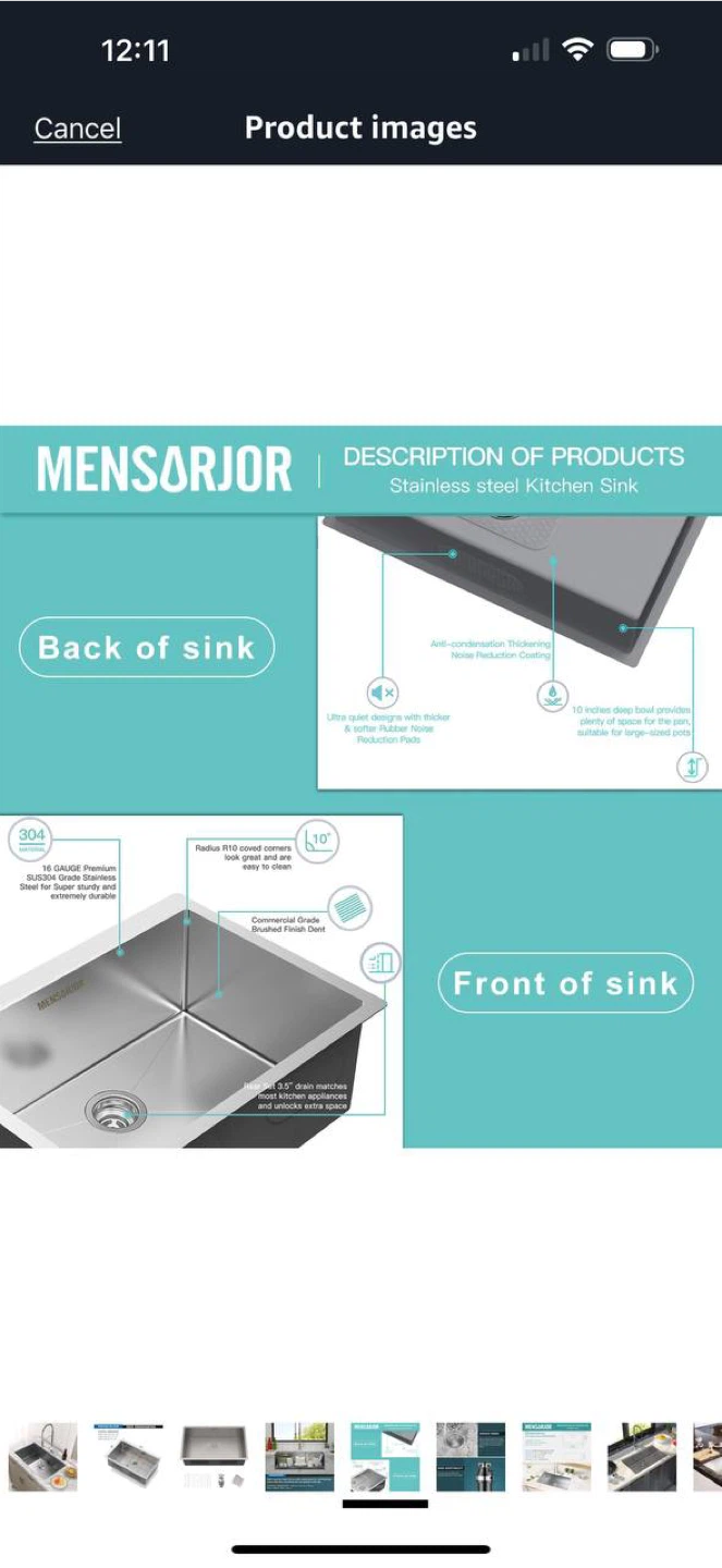 MENSARJOR 32” x 19” Undermount Stainless Steel - photo 4