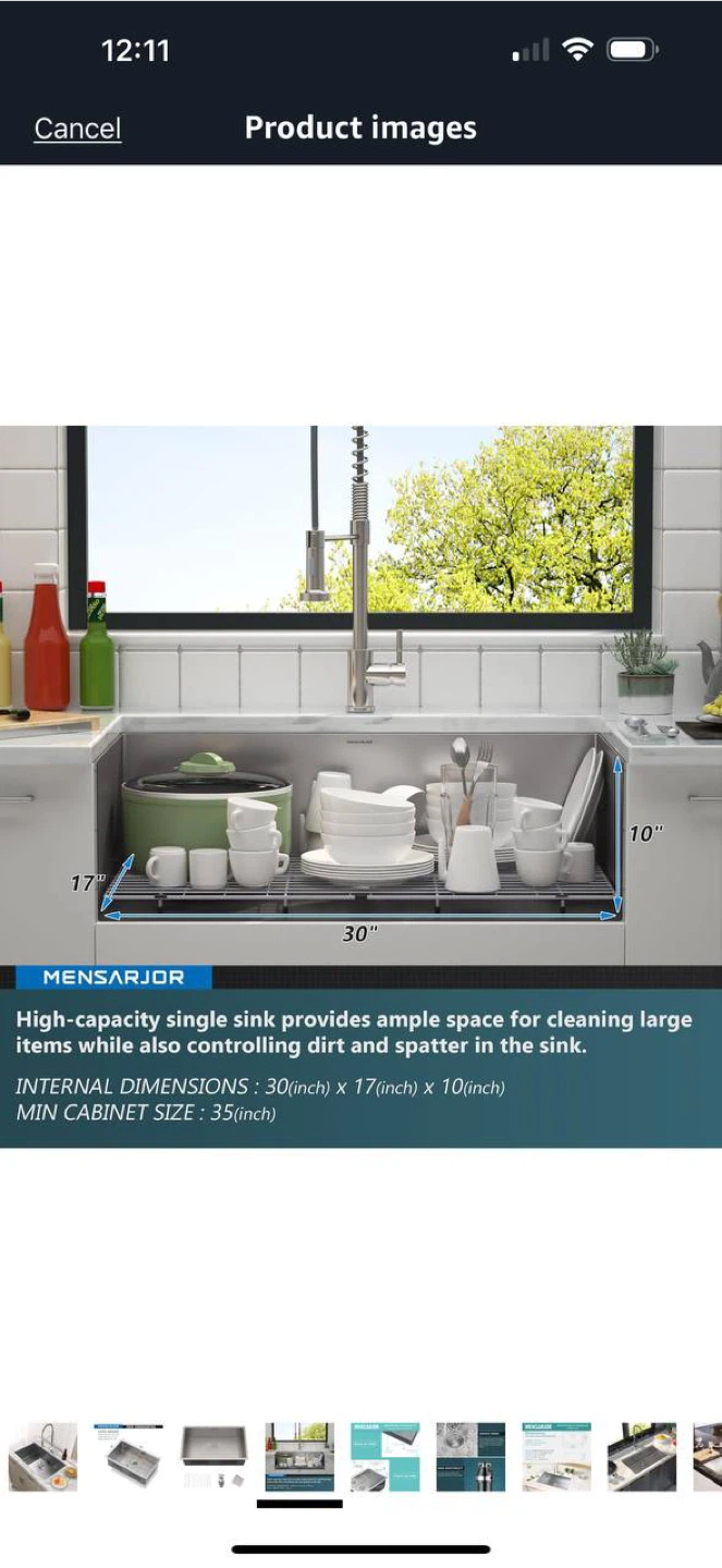 MENSARJOR 32” x 19” Undermount Stainless Steel - photo 5