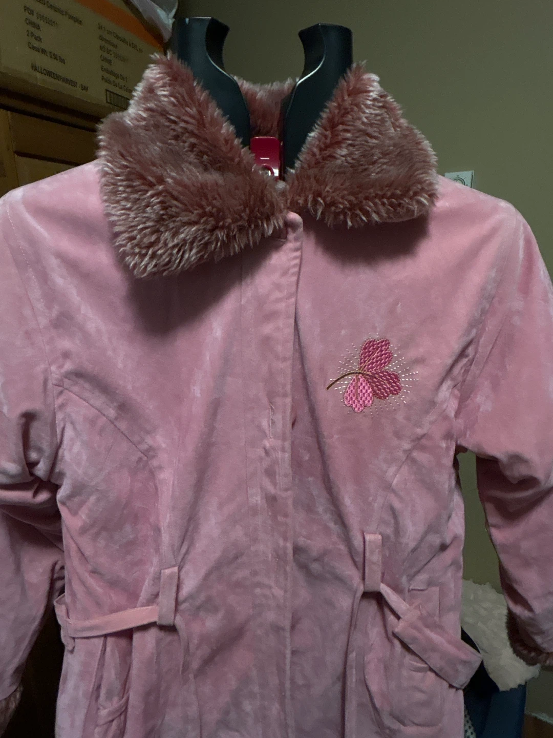 Pink Winter Coat with Fur Trim XL kids