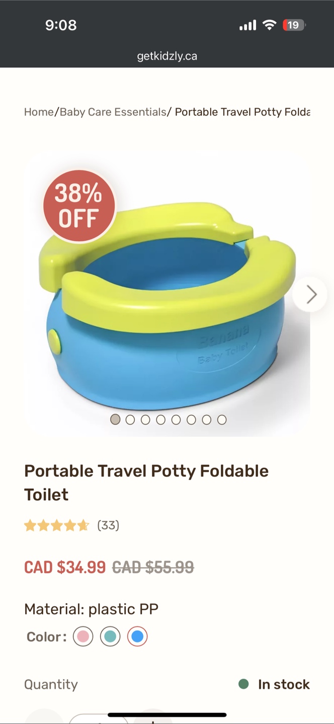 Portable Travel Potty Foldable Toilet - Blue & Yellow