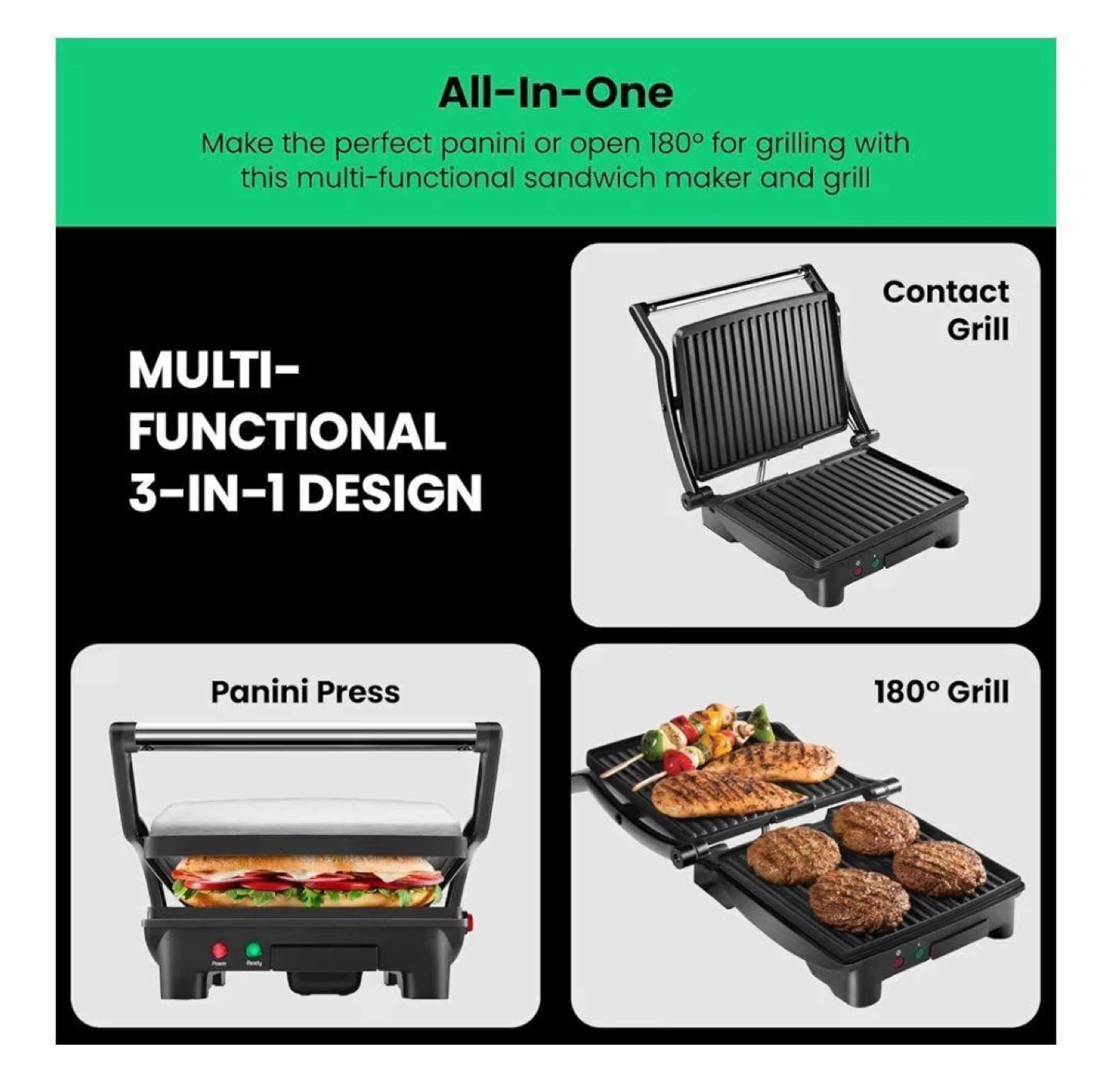 Chefman 3-in-1 4-Slice Panini Press Grill - photo 4