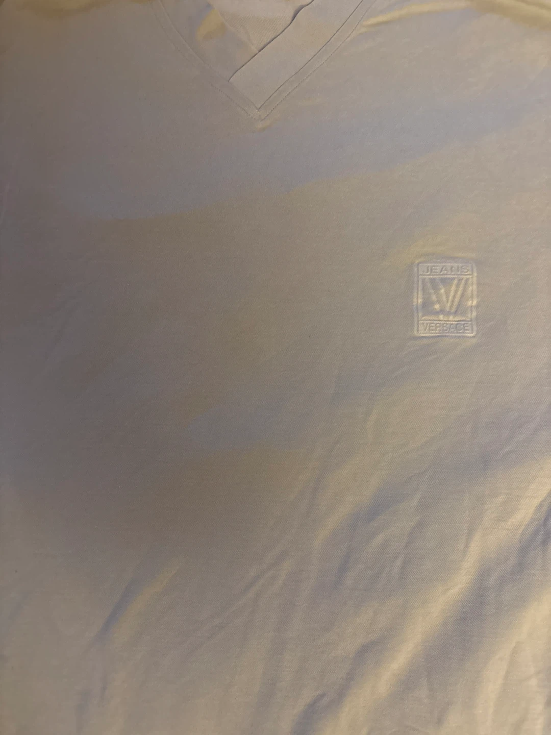Jeans Versace White V-Neck Shirt