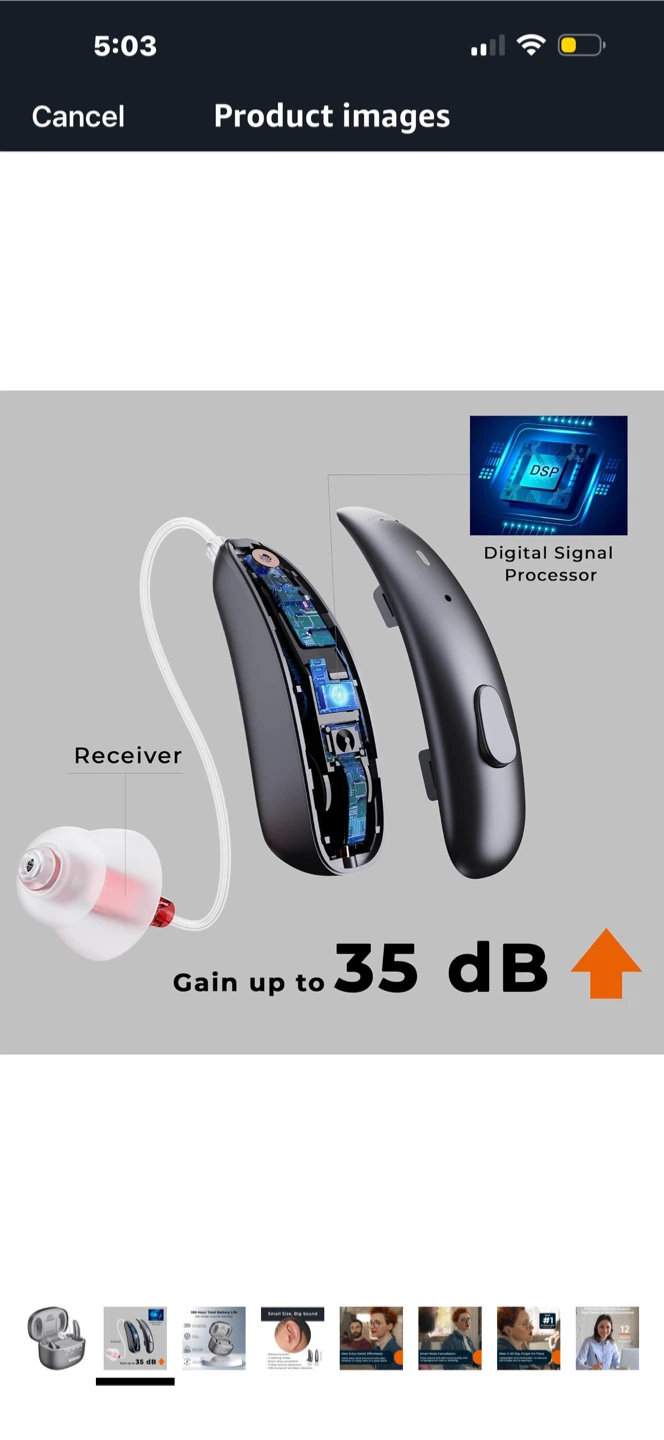 BIBIED OTC Rechargeable Hearing Aids - Grey - photo 2