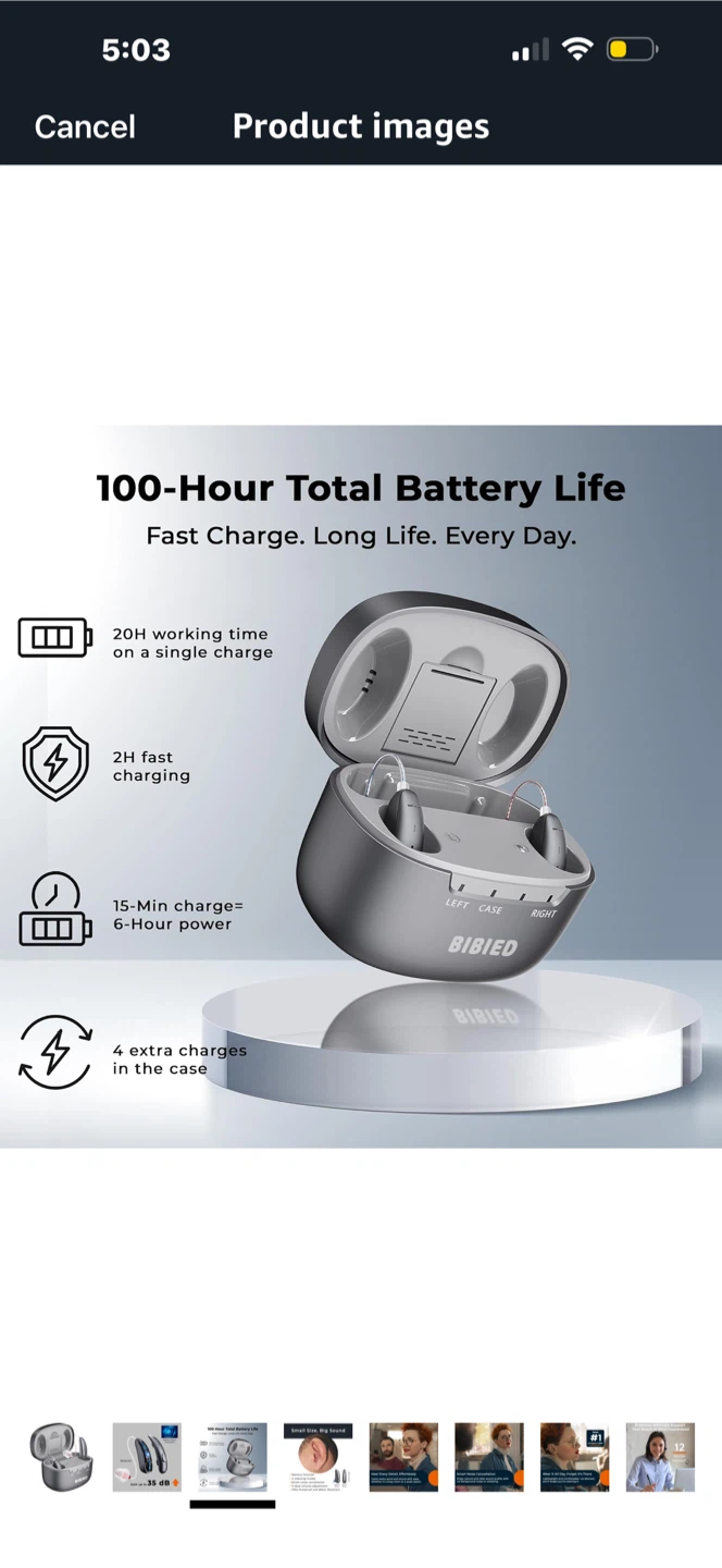 BIBIED OTC Rechargeable Hearing Aids - Grey - photo 3
