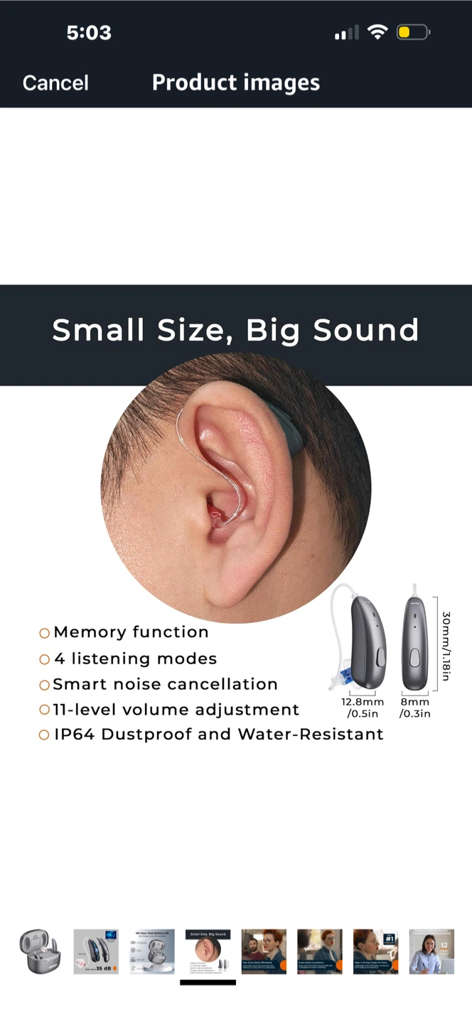 BIBIED OTC Rechargeable Hearing Aids - Grey - photo 4
