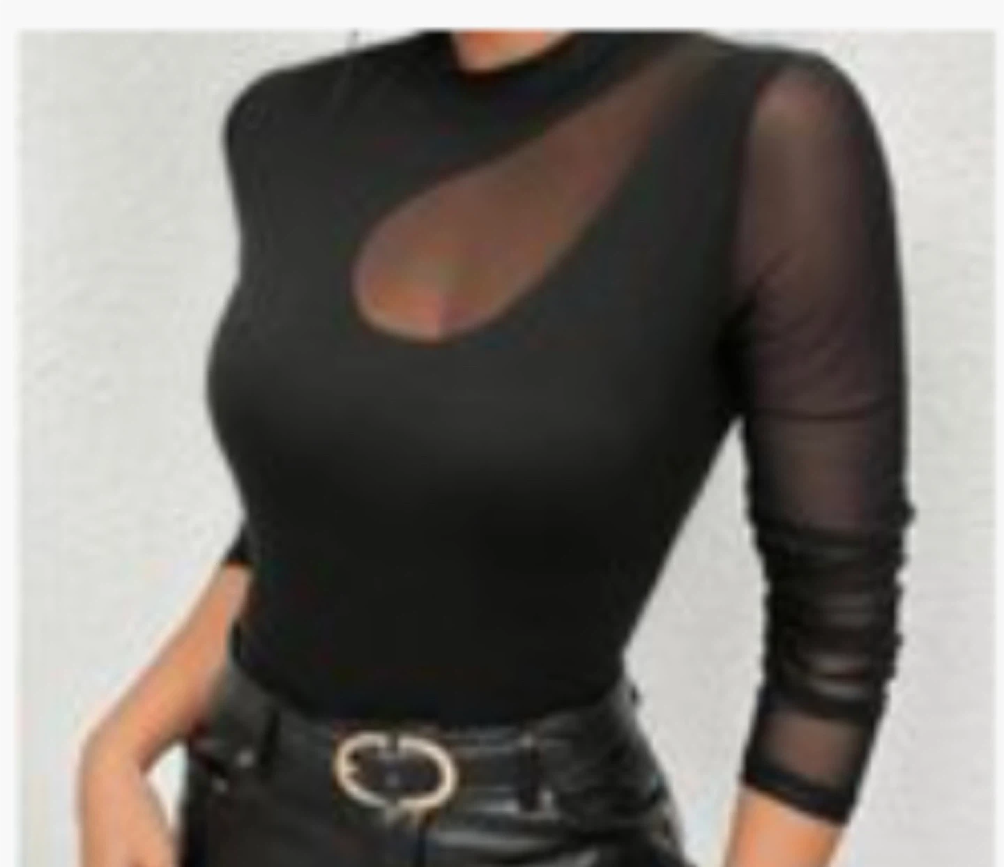 Black Mesh Long Sleeve Top