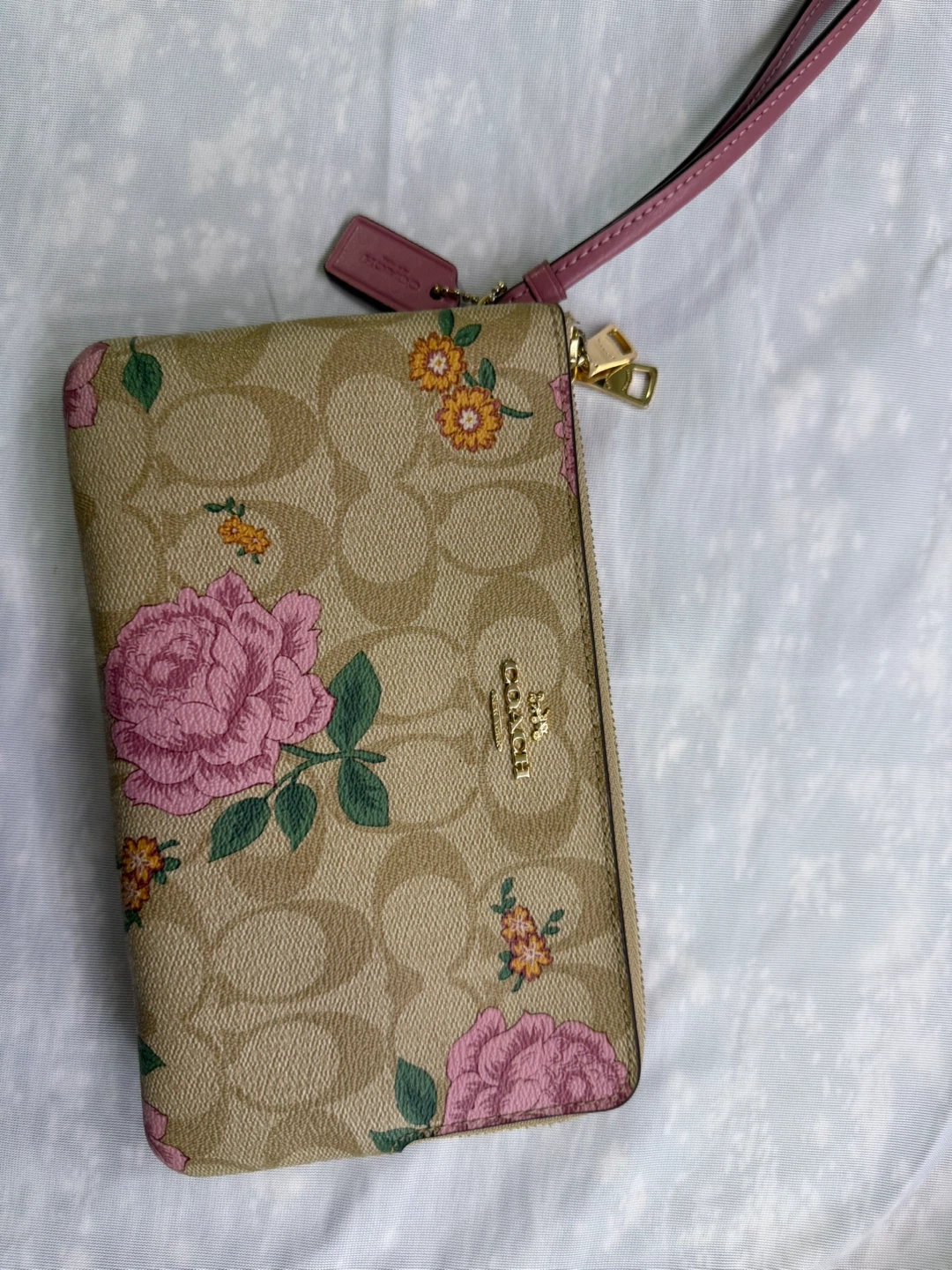 Coach Floral Print Double Zip Wristlet