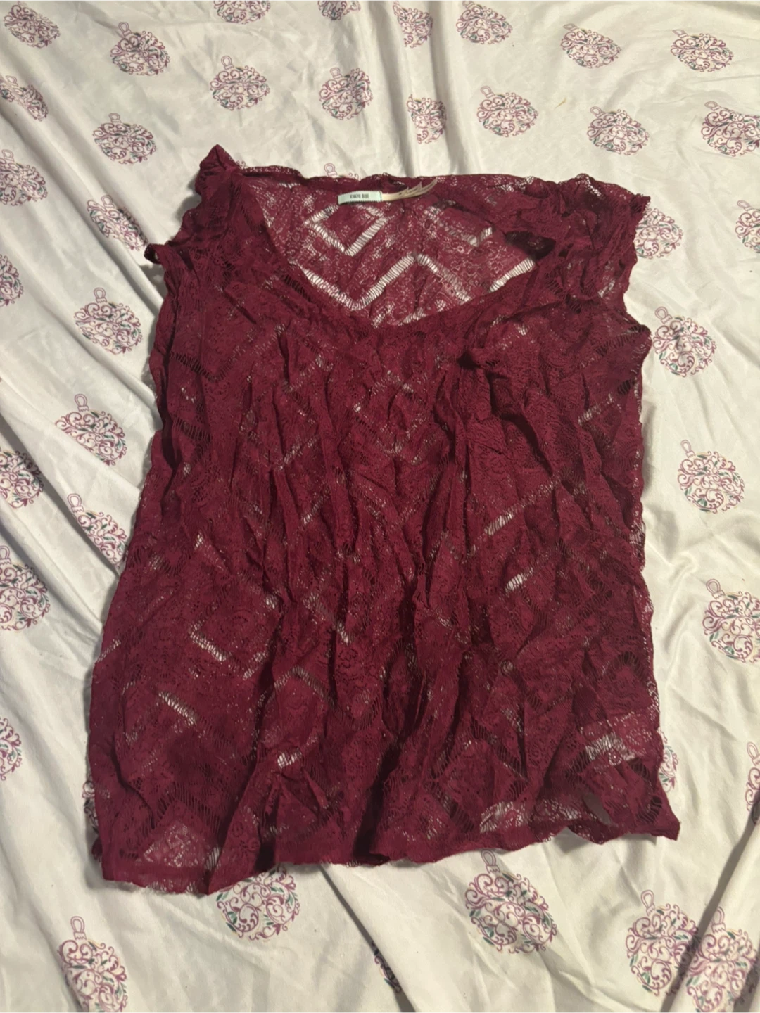 Kimchi Blue Burgundy Lace Top - Size M