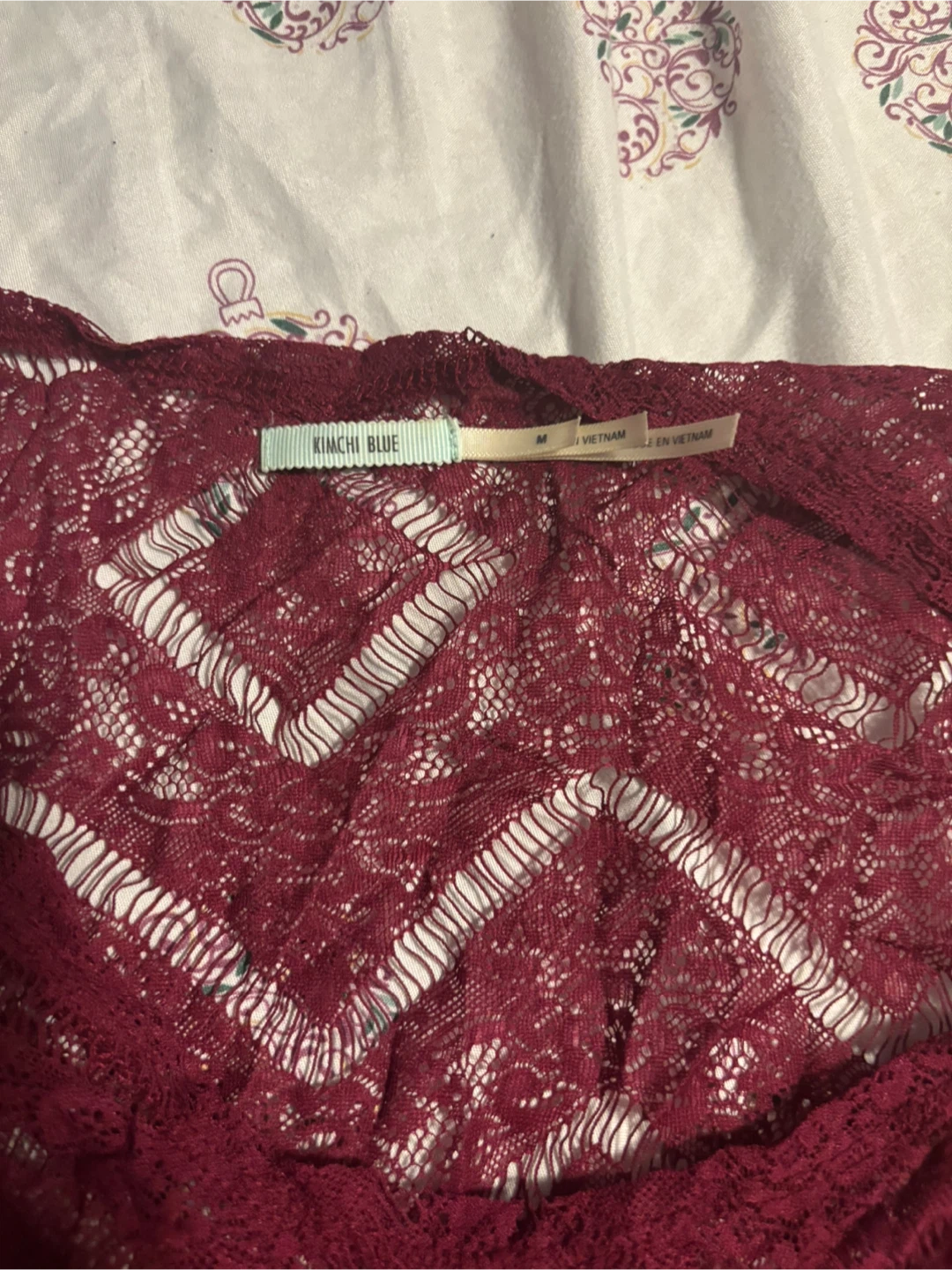 Kimchi Blue Burgundy Lace Top - Size M - photo 2
