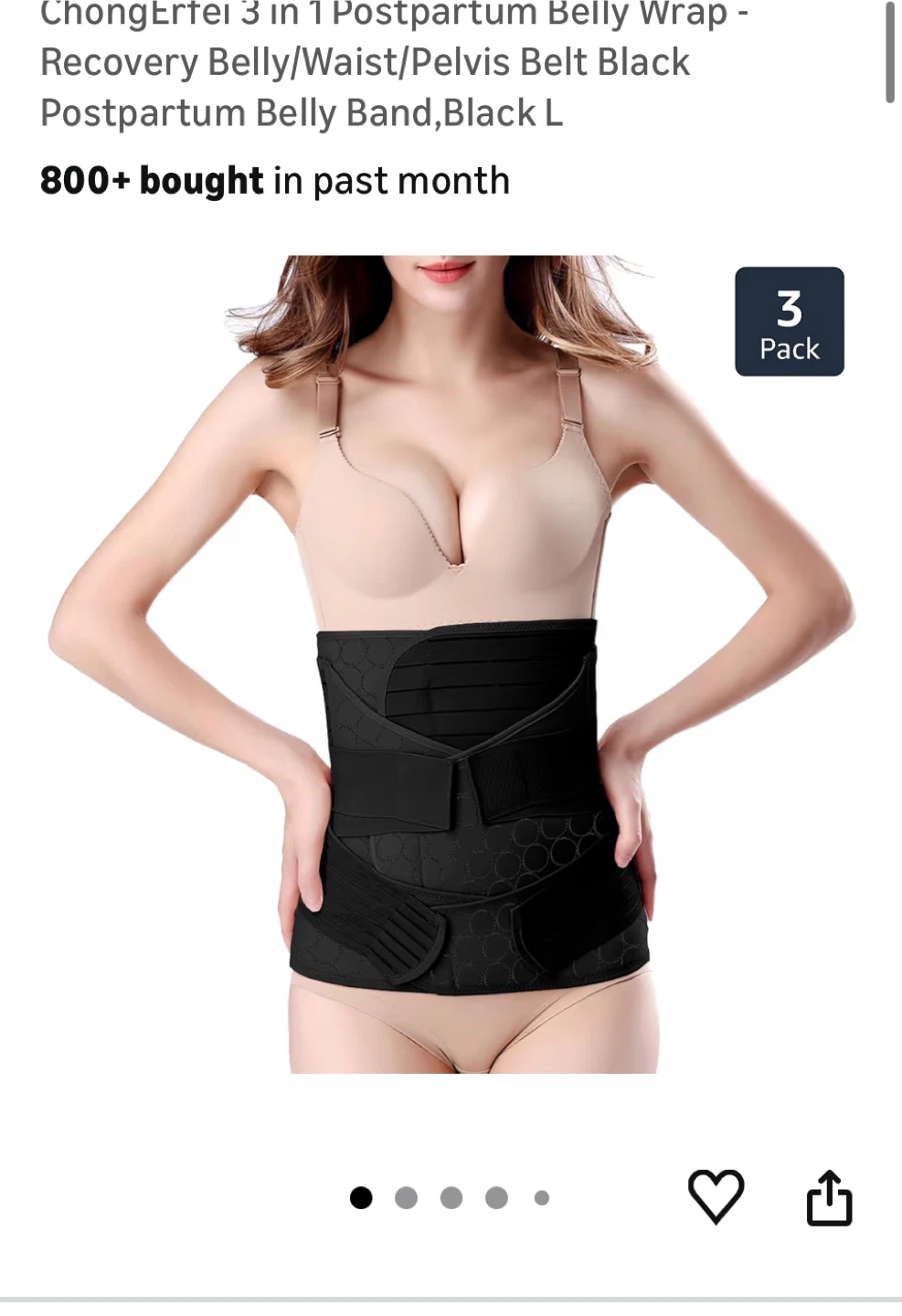 ChongErfei Postpartum Belly Wrap - Black, Size M/L